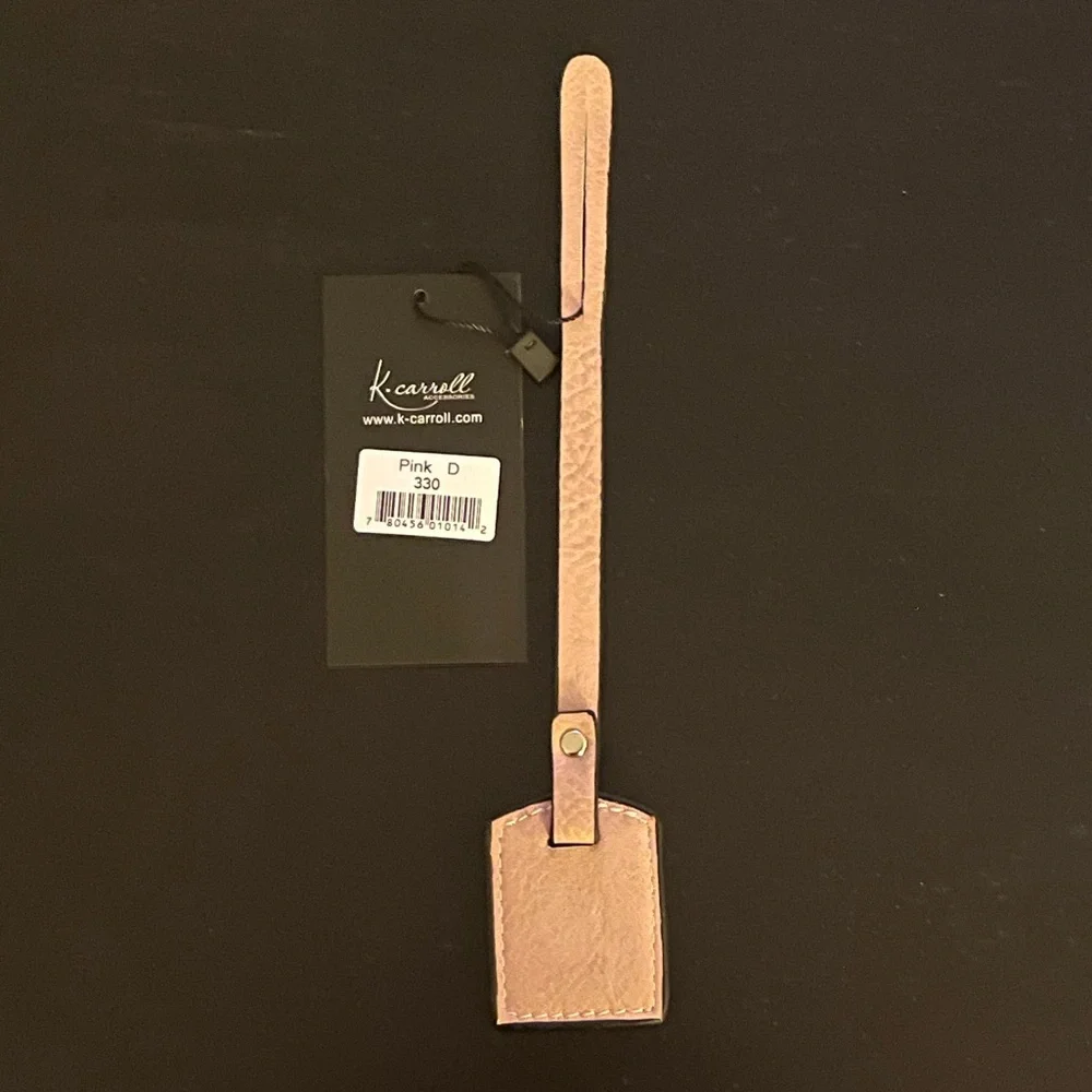 NWT “K•Carroll” Bag Tag,  Monogram Letter "D" Pink Bag Tag with "White" Letter - Picture 2 of 5